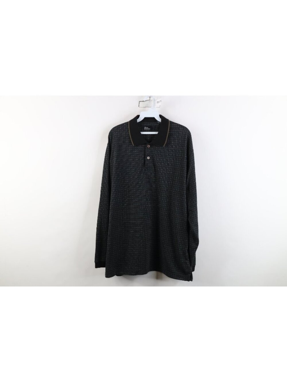 Vintage 90s Streetwear Mens Large Checkered Knit Long Sleeve Rugby Polo Shirt